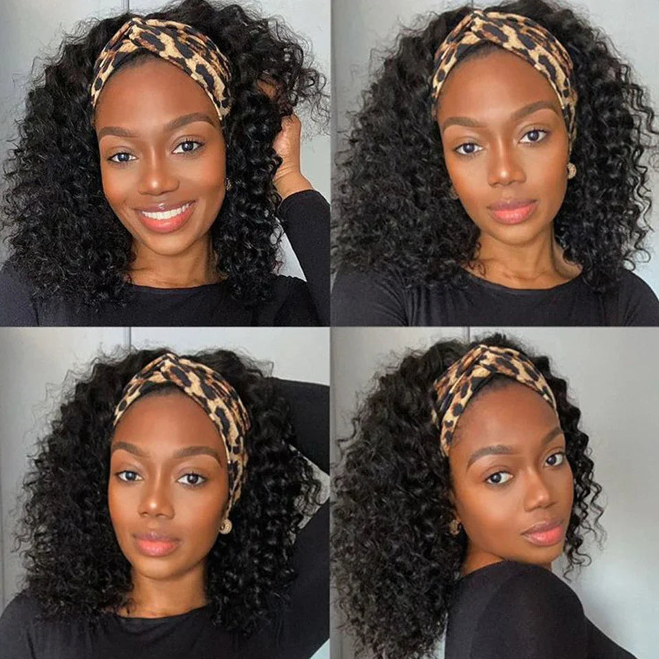 Malaysian Jerry Curly Headband Wig | 250% Density Glueless Remy Human Hair