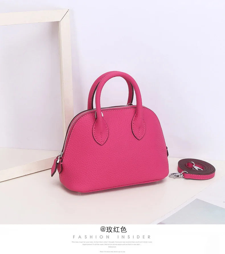 Shell Bag Women's Messenger Bag | Cow Leather Simple Shoulder Bag & Fashion Ladies Classic Handbag (Small Mobile Phone Crossbody Bag)