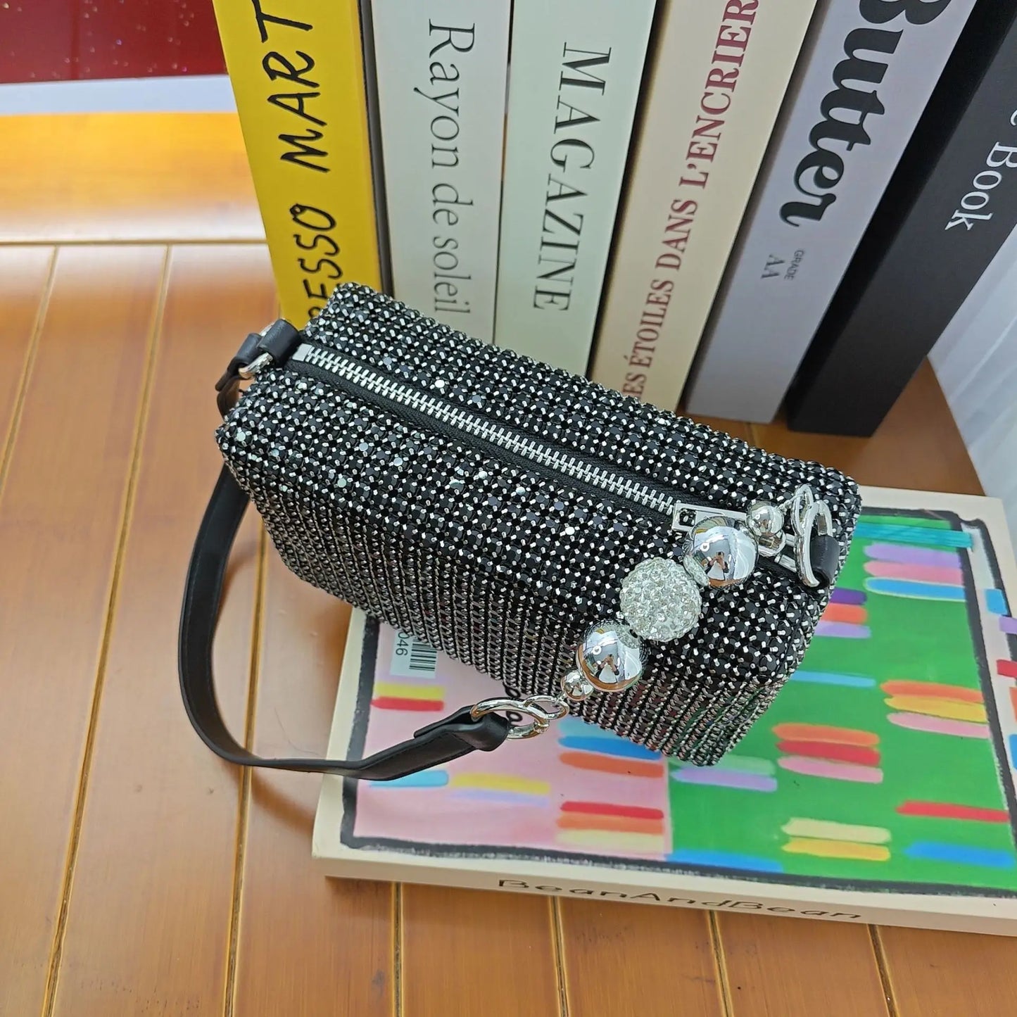 Super A Rhinestone Light Luxury Bag | Women's Summer High-End Texture Messenger & Portable Dinner Bag (Shiny Full Diamond Crossbody)