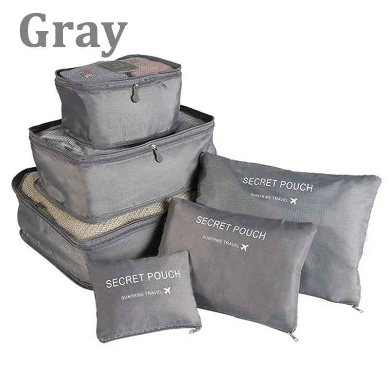 6pcs Set Travel Storage Bags | Suitcase Packing Set & Portable Luggage Organizer (Clothes Shoe Foldable Organizer)