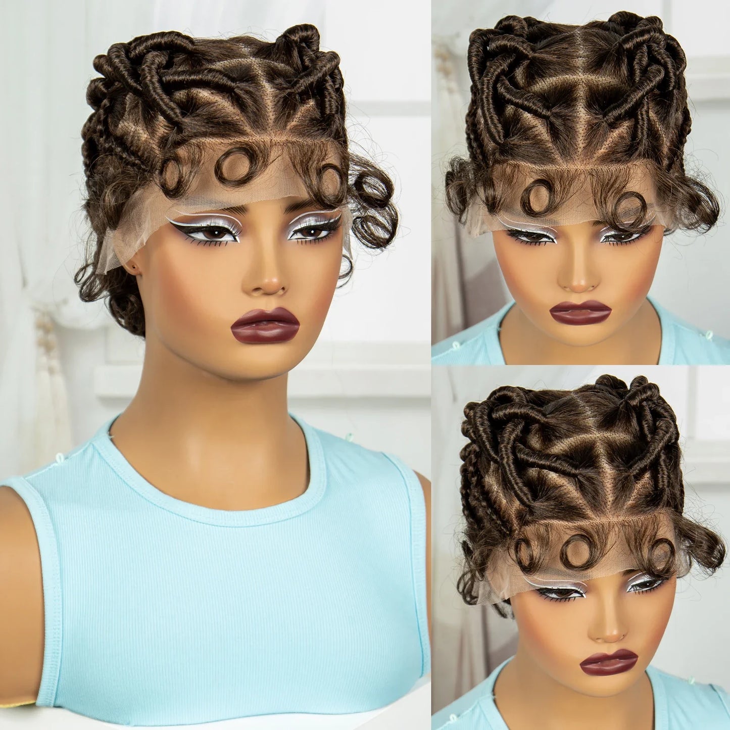 Natural Bantu Knotless Braids Wig | Transparent Full Lace | Baby Hair