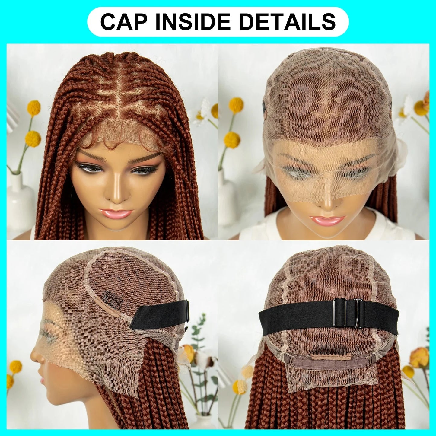 HD Knotless Box Braided Full Lace Wig | Ginger 350# & 613# Blonde | Synthetic Crochet Braids | Black Women
