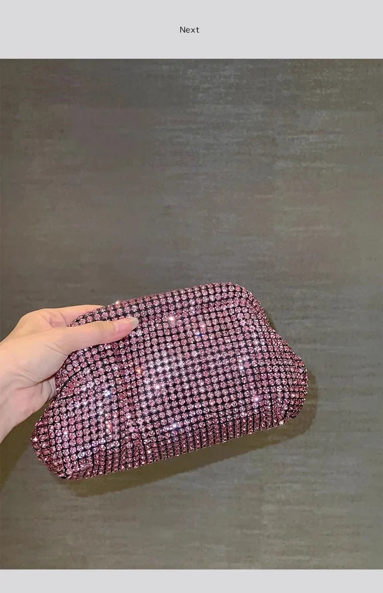 Luxury Glitter Cloud Bag Women's Handbag | Crystal Shiny Rhinestones Diamond Evening Bag (Wedding Party Clutch Purse Shoulder Bag)