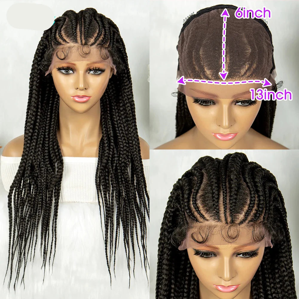 13x6 Lace Front Faux Locs Braided Wig | Crochet Braids | Synthetic Locs | Black Women