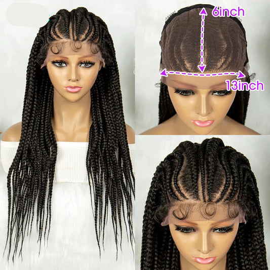 13x6 Lace Front Faux Locs Braided Wig | Crochet Braids | Synthetic Locs | Black Women