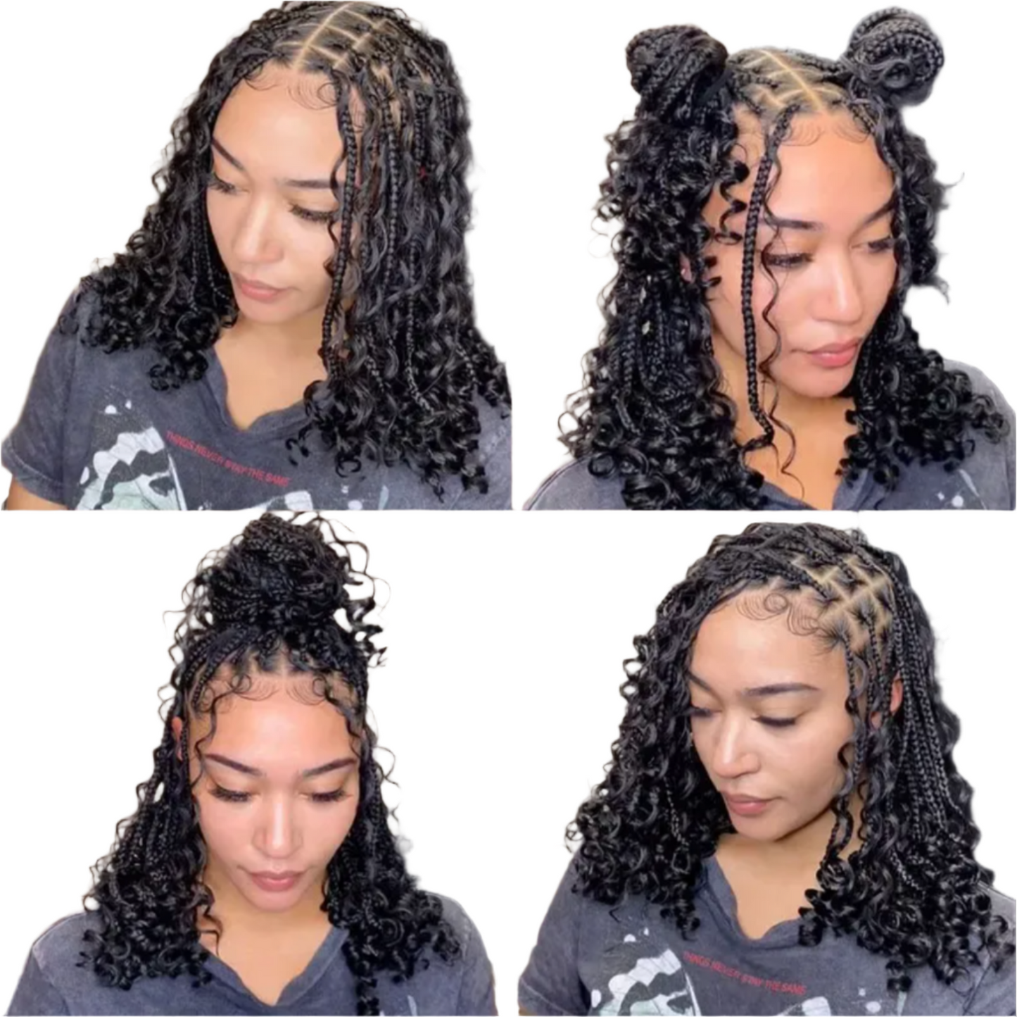 12" Boho Braided Bob Wig | 360 Lace Braided Wig | Knotless Braids | Curly Goddess Box Braid Wig