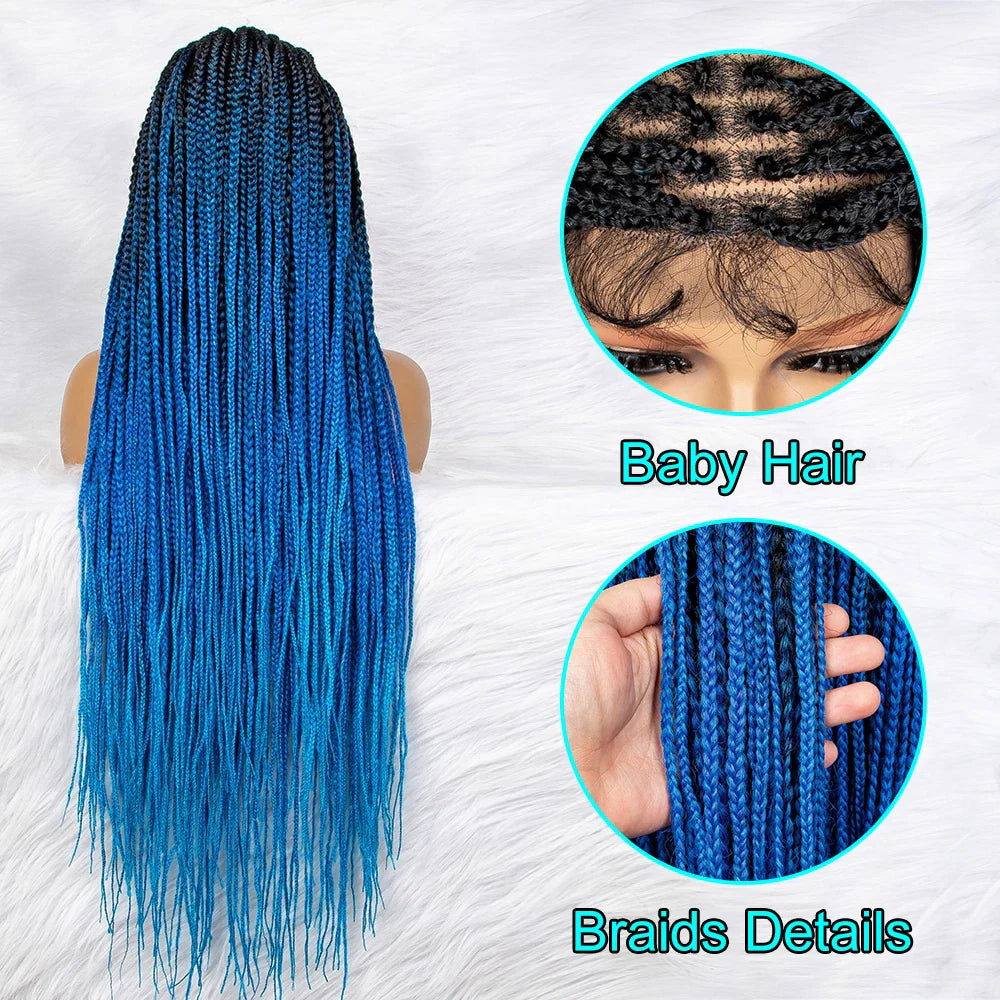 New HD Curly Goddess Box Braids Wig | Transparent Full Lace