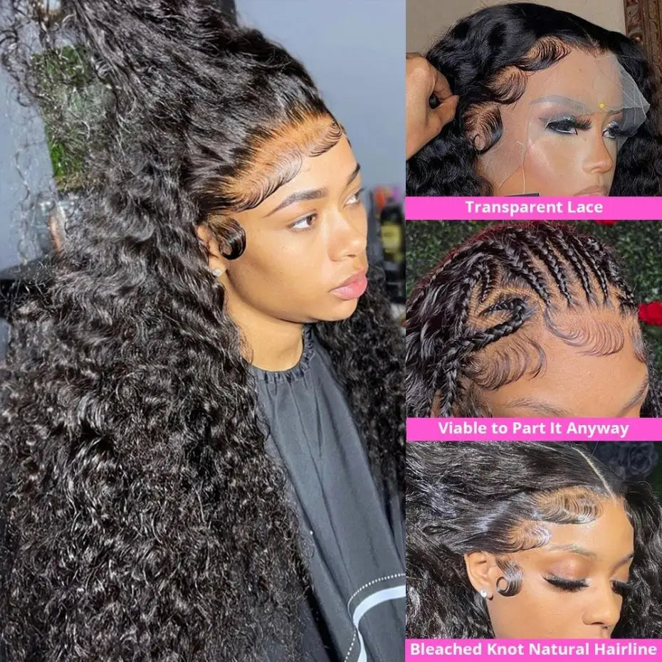 32-36 Inch Deep Wave Lace Front Wig | Brazilian Remy Human Hair | 180% Density