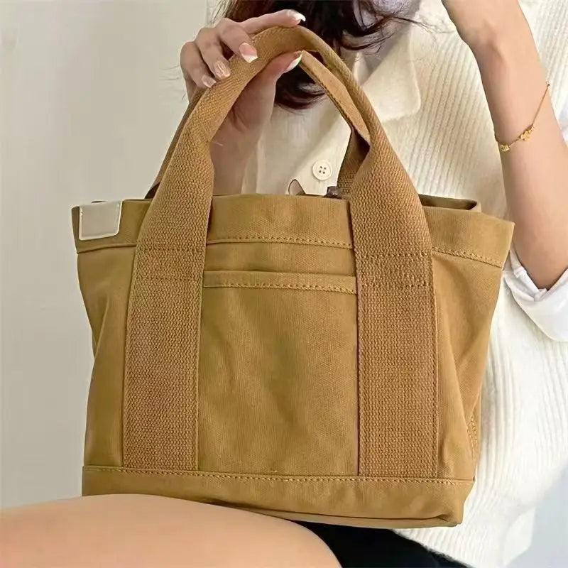 Women's Tote Bag Canvas Sewing Thread | Large Capacity Advanced Sense Handbag & Convenient Practical Female Commuter Bag