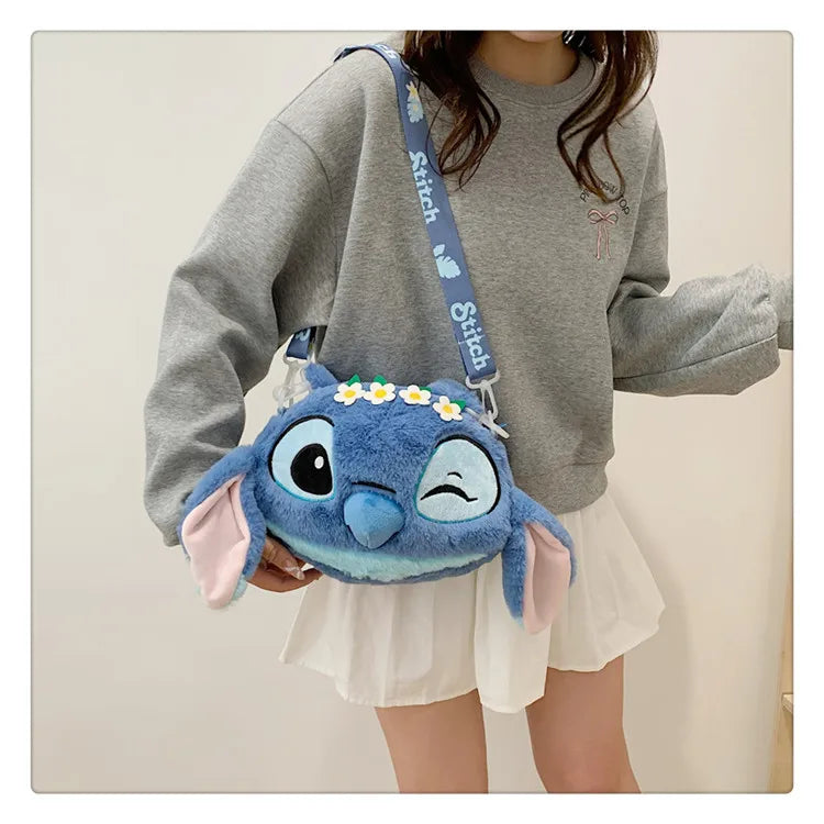 New Disney Cartoon Stitch Plush Backpack | Girls Cute Ins Shoulder Messenger Bag (Parent-Child Gift)