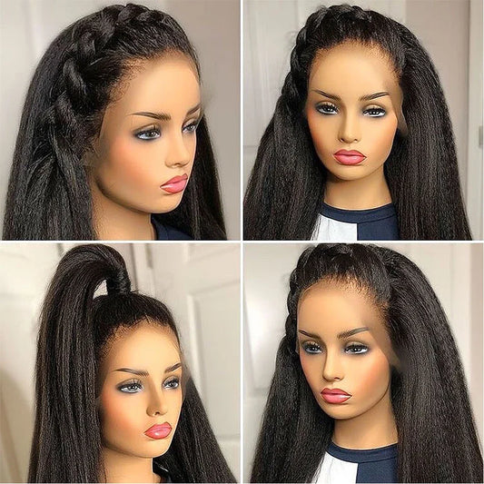 13x4 Kinky Straight Lace Front Wig | Glueless | Brazilian Virgin Hair | Pre-Plucked with Baby Hair
