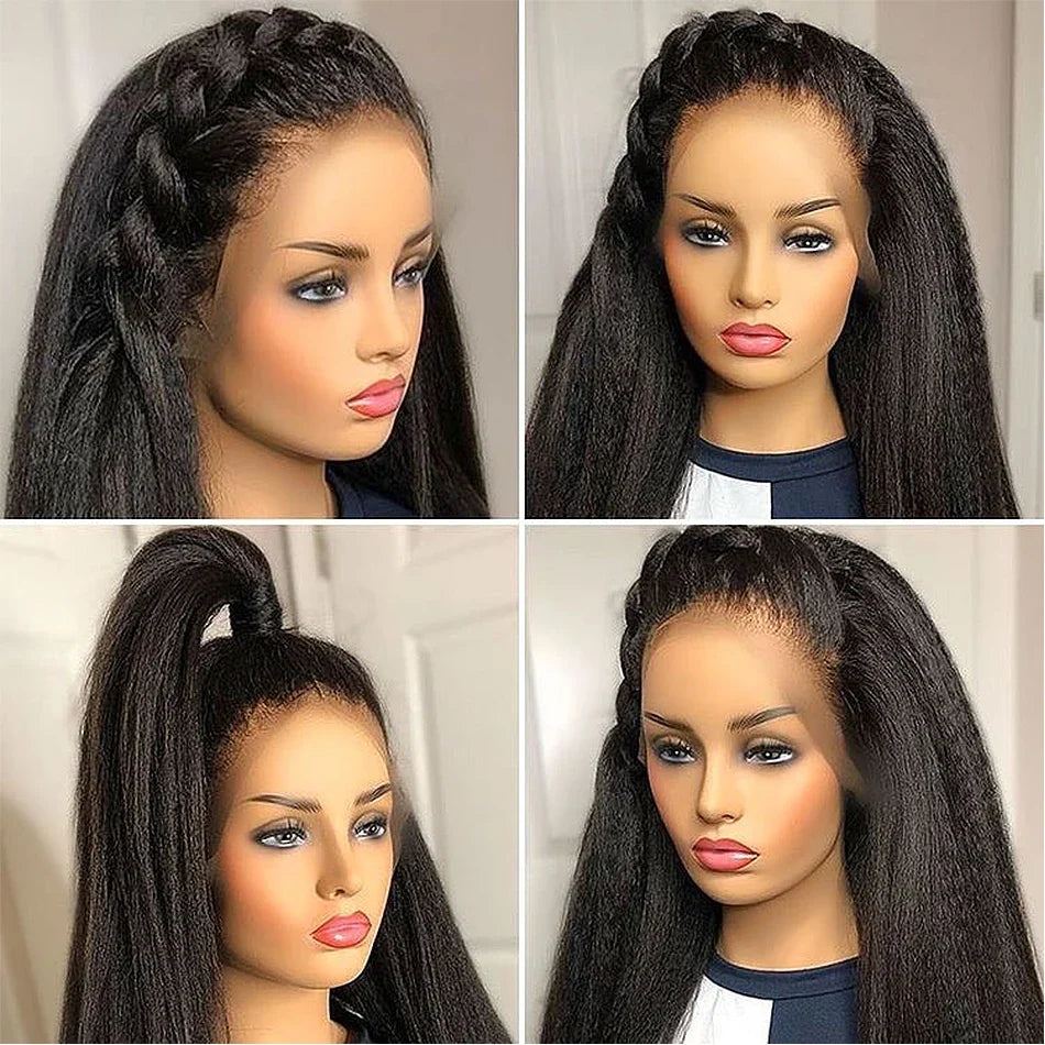 13x4 Kinky Straight Lace Front Wig | Glueless | Brazilian Virgin Hair | Pre-Plucked with Baby Hair