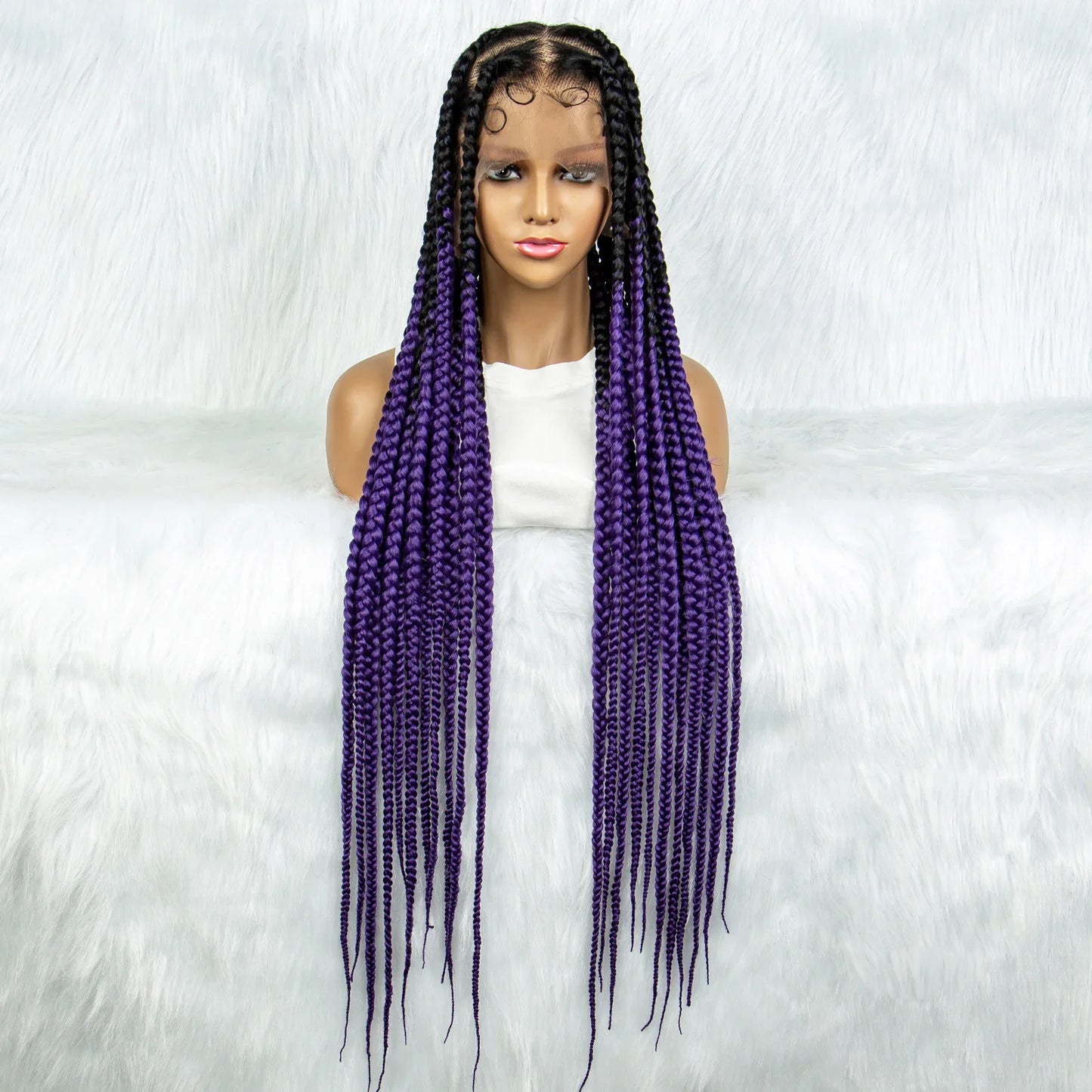 KIMA 36" Colorful Knotless Box Braids Wig | Lace Front & Baby Hair