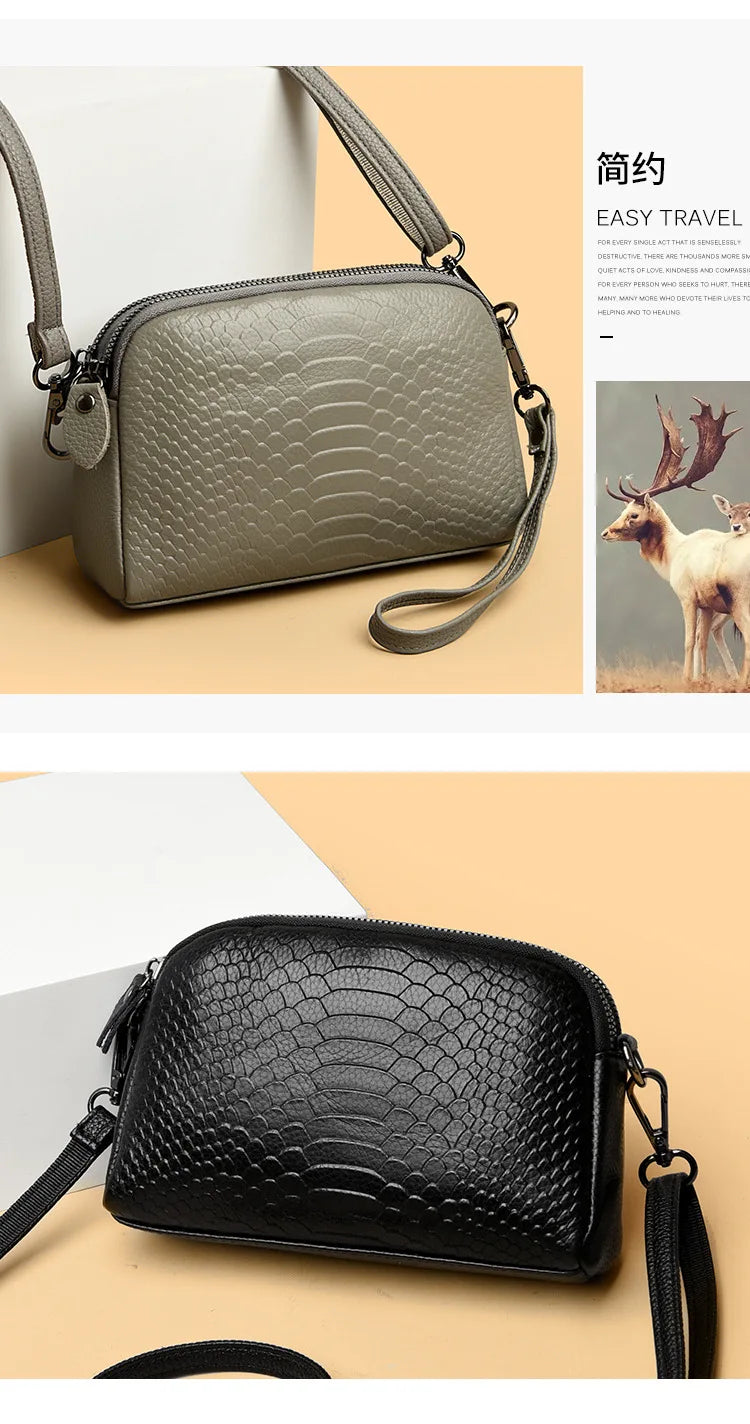 Cross Border Women's Crossbody Small Bag | New Fashion Genuine Cow Leather Single Shoulder Handbag (Trendy Messenger Bag)