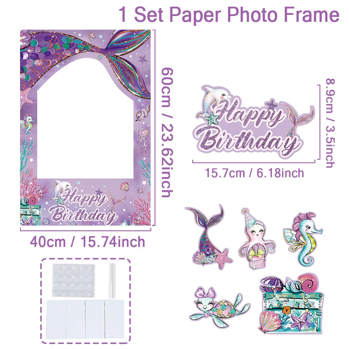 Mermaid photo Frame Background Little Mermaid Tail Birthday Party Decor Kids Girl Baby Shower Birthday Party Supplies Backdrop