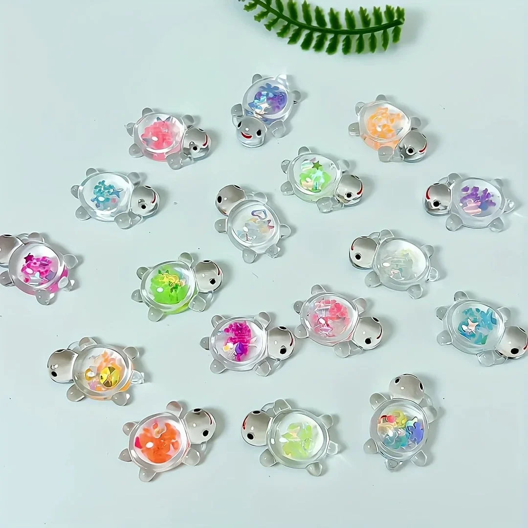 Cute Luminous Glitter Turtle Statue Charms for DIY Keychains Living Room Decor, Indoor & Outdoor Use