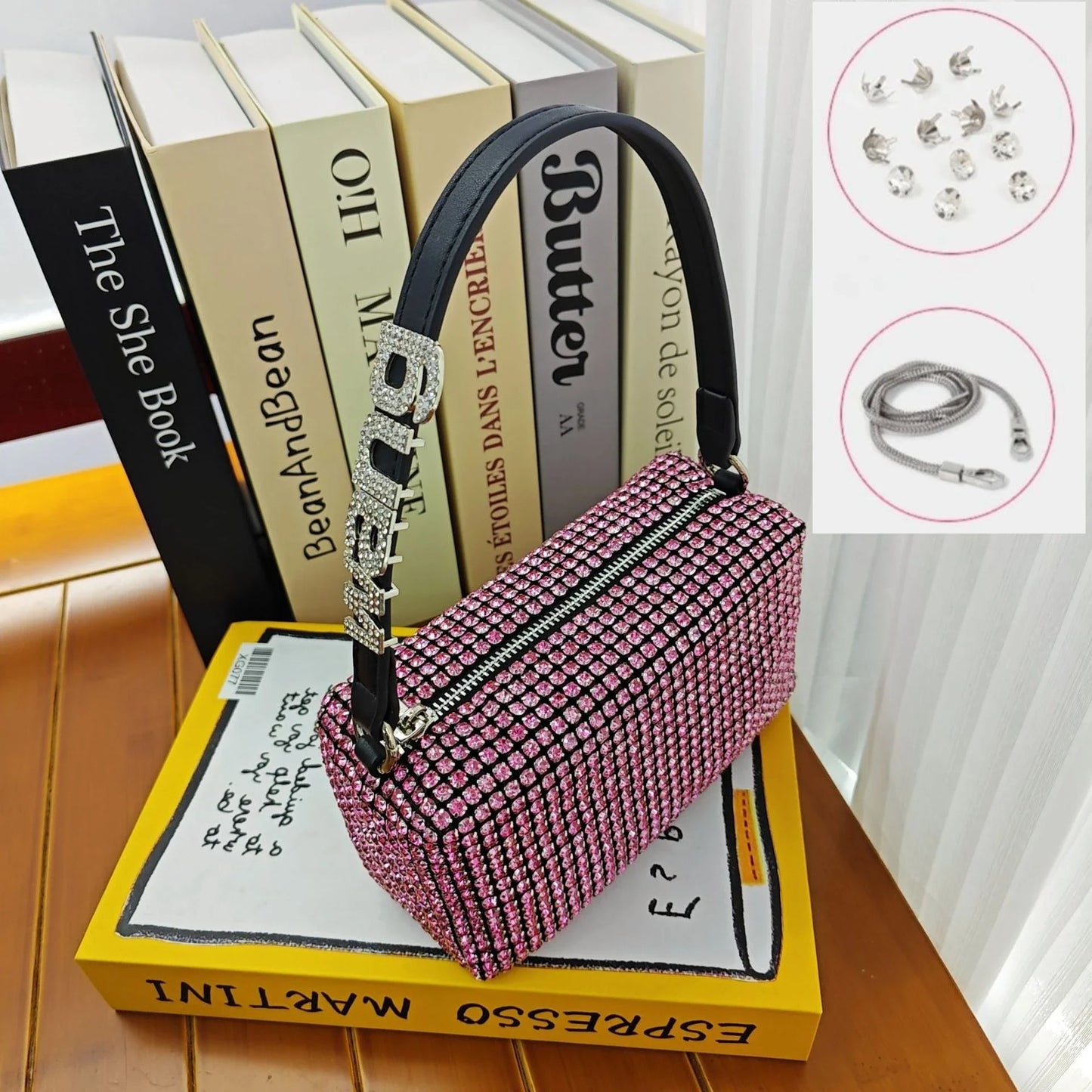 Super A Rhinestone Light Luxury Bag | Women's Summer High-End Texture Messenger & Portable Dinner Bag (Shiny Full Diamond Crossbody)