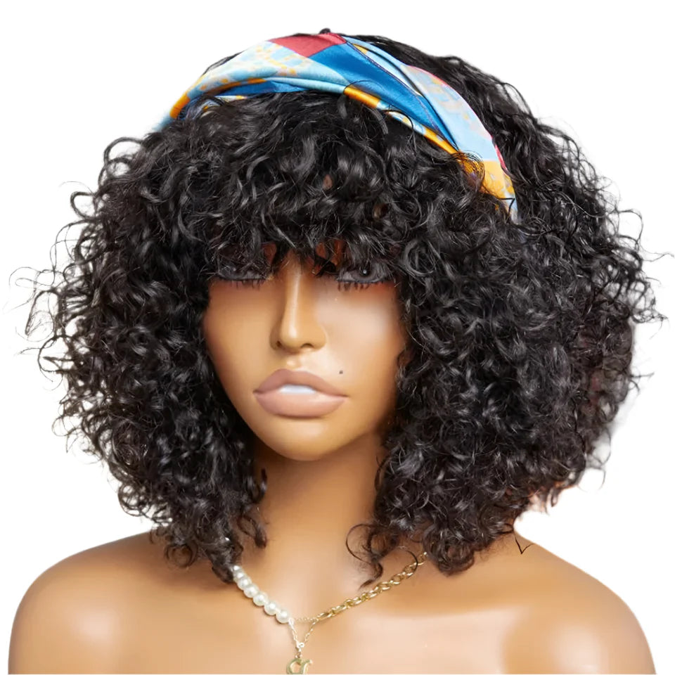 Ombre 99J & Blonde Jerry Curly Bob Wig with Bangs | Glueless "Wear to Go" Human Hair
