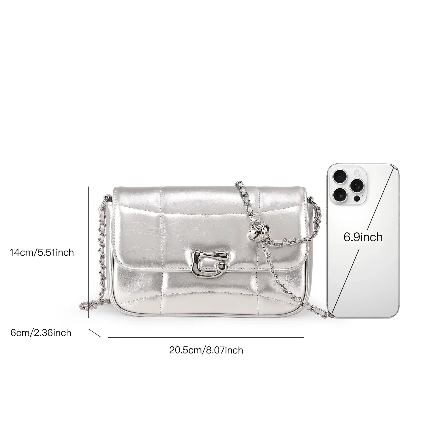 Genuine Leather Crossbody Bag | Luxury Brand Shoulder Bag with Chain Strap & Unique Design Quilted Handbag