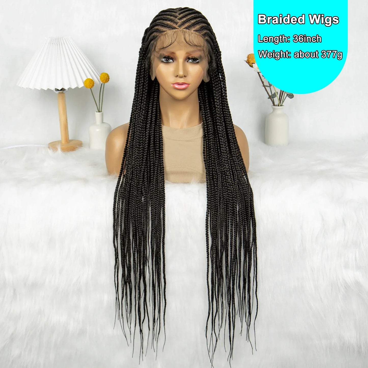 KIMA 36" Cornrow to Fulani Box Braids Wig | Full Lace Middle Part