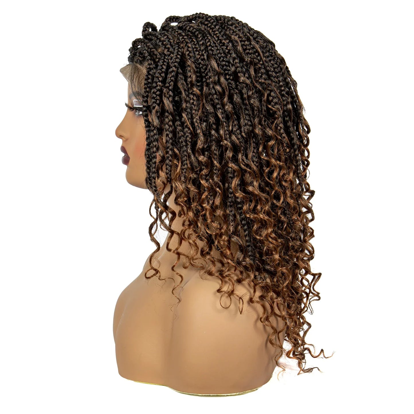 Boho Curly Ends Knotless Braids Wig | Transparent Full Lace | Baby Hair