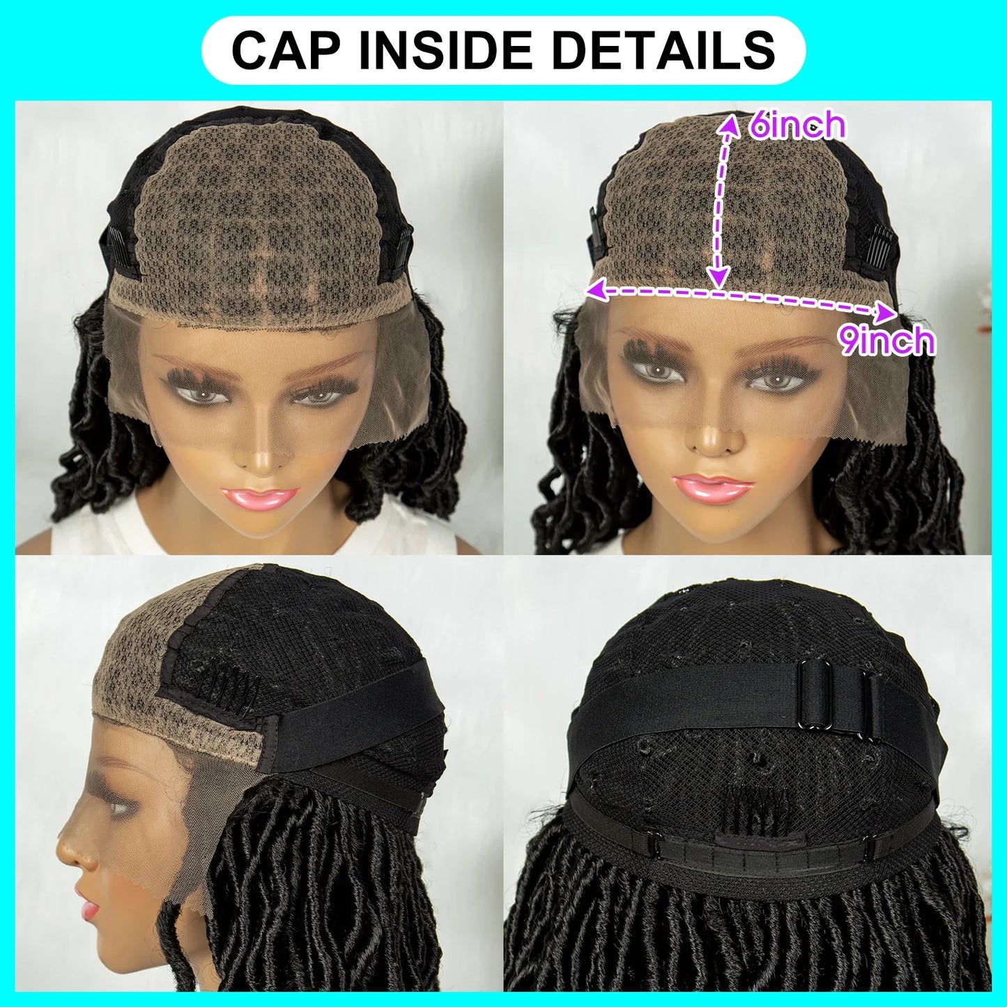 14" Twisted Box Braids Lace Front Wig | 9*6 Square Locs | Synthetic Dreadlock Braids | Black Women