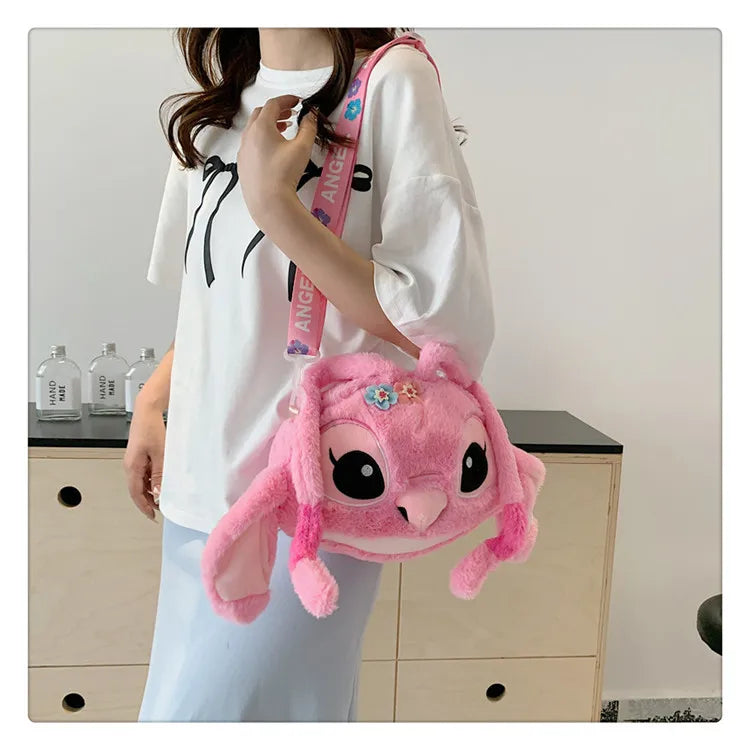 New Disney Cartoon Stitch Plush Backpack | Girls Cute Ins Shoulder Messenger Bag (Parent-Child Gift)