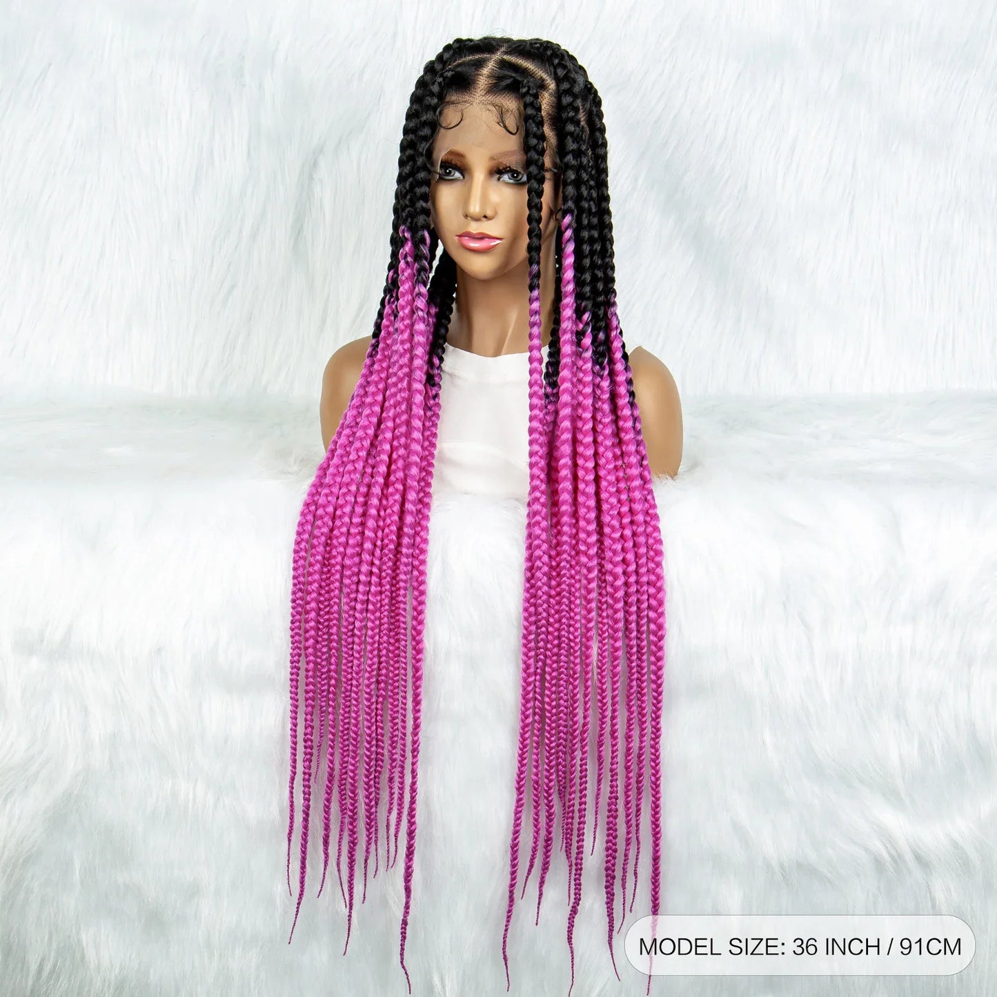 KIMA 36" Colorful Knotless Box Braids Wig | Lace Front & Baby Hair