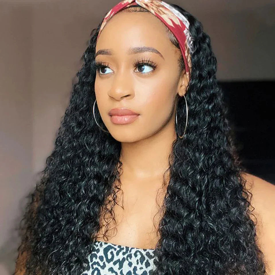 Malaysian Jerry Curly Headband Wig | 250% Density Glueless Remy Human Hair