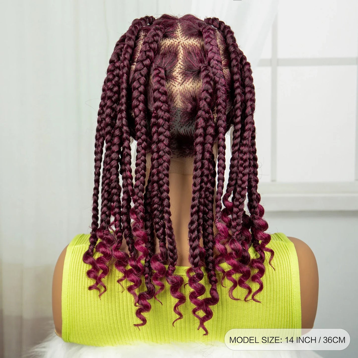 HD Full Lace Knotless Box Braids Wig with Curly Ends | Baby Hair