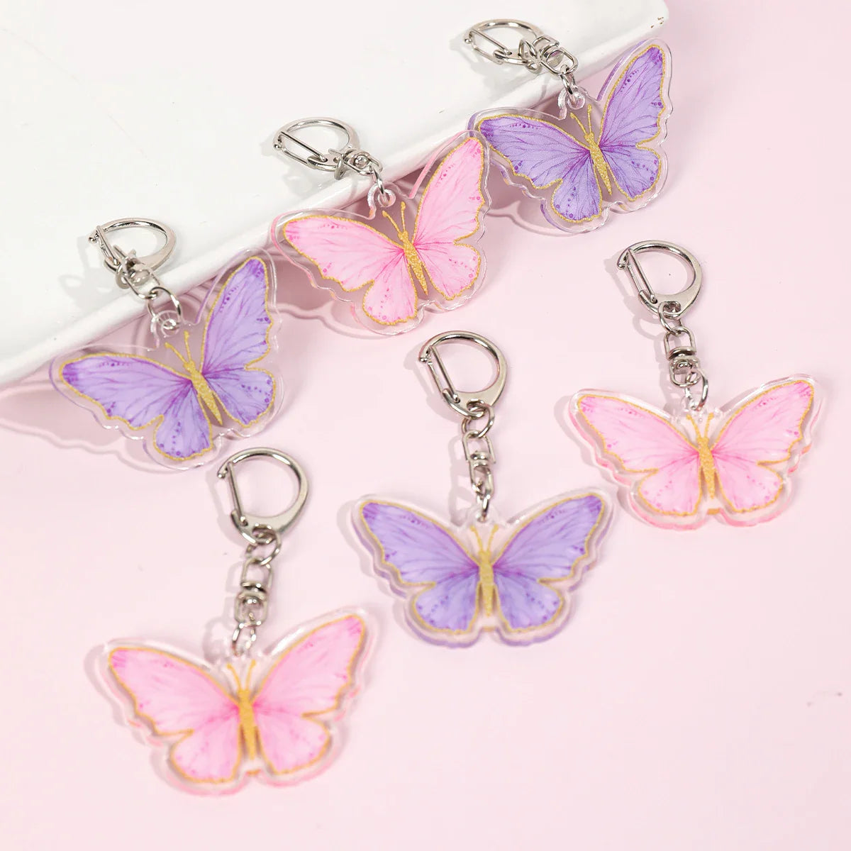 6pcs Butterfly Keychain Backpack Decoration 1st First Birthday Party Decorations Kids Girl Butterfly Decoration Baby Shower