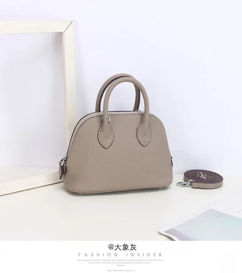 Shell Bag Women's Messenger Bag | Cow Leather Simple Shoulder Bag & Fashion Ladies Classic Handbag (Small Mobile Phone Crossbody Bag)