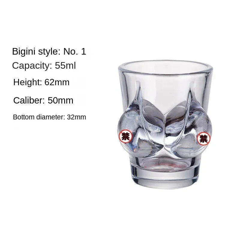 Hand Painted Pattern Glass Cup for Women, Small Wine Cup, Durable Human Bikini, Shot Glass