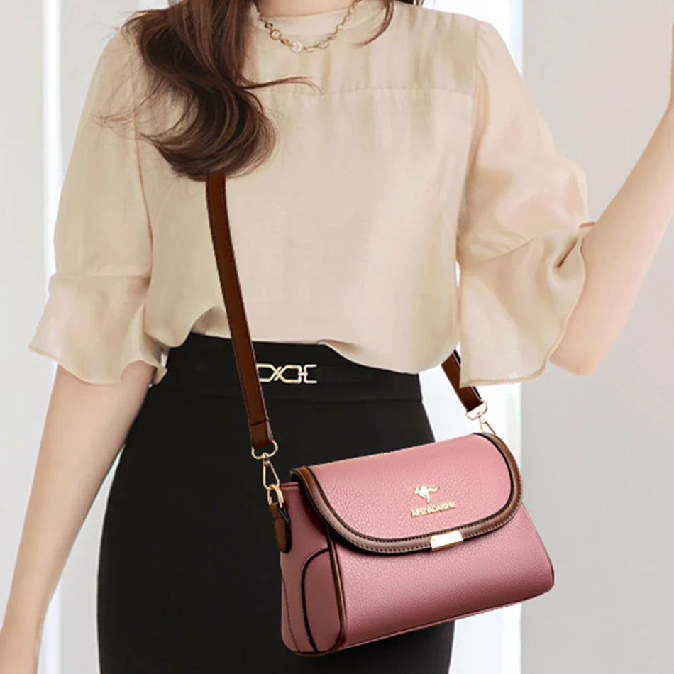 Solid Color High-Quality Leather Small Shoulder Bags | New Messenger Bags with Strap & Designer Crossbody Bag (Sac à Main)