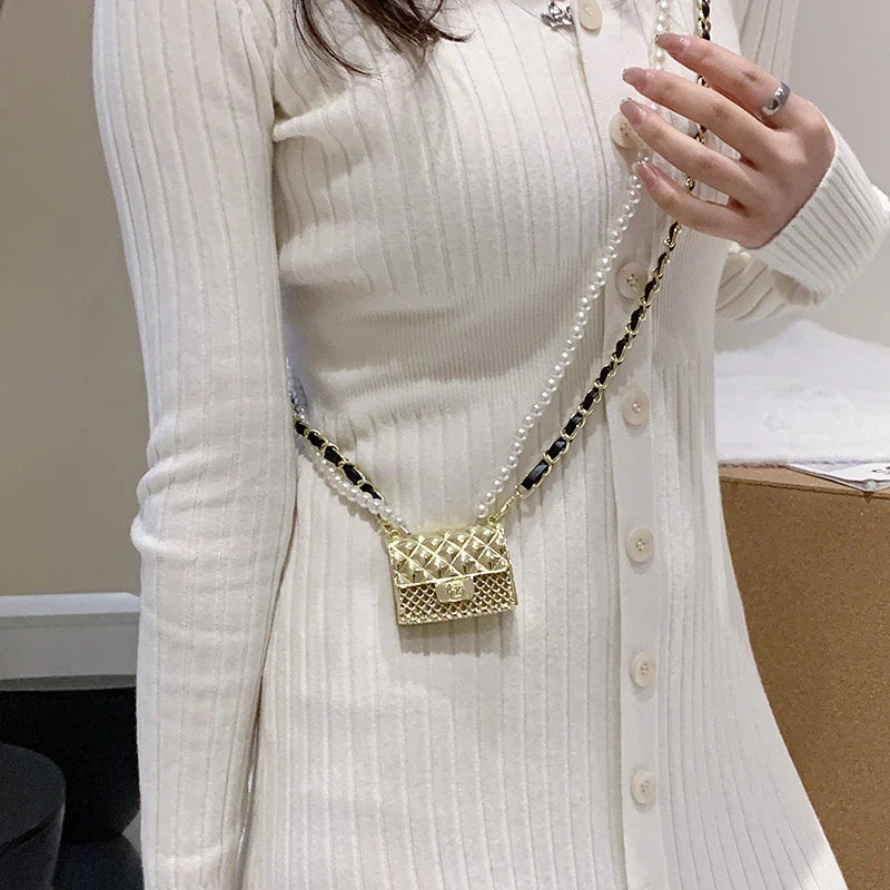 Fashionable Metal Shoulder Bags for Women | High Quality Crossbody Bag & Designer Clothing Accessories (Satchel Cute Mini Diamond Bag)