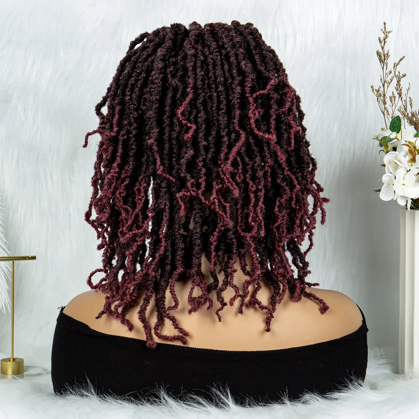 14" Knotless Butterfly Locs Lace Front Wig | Synthetic Dreadlock Braids | Black Women