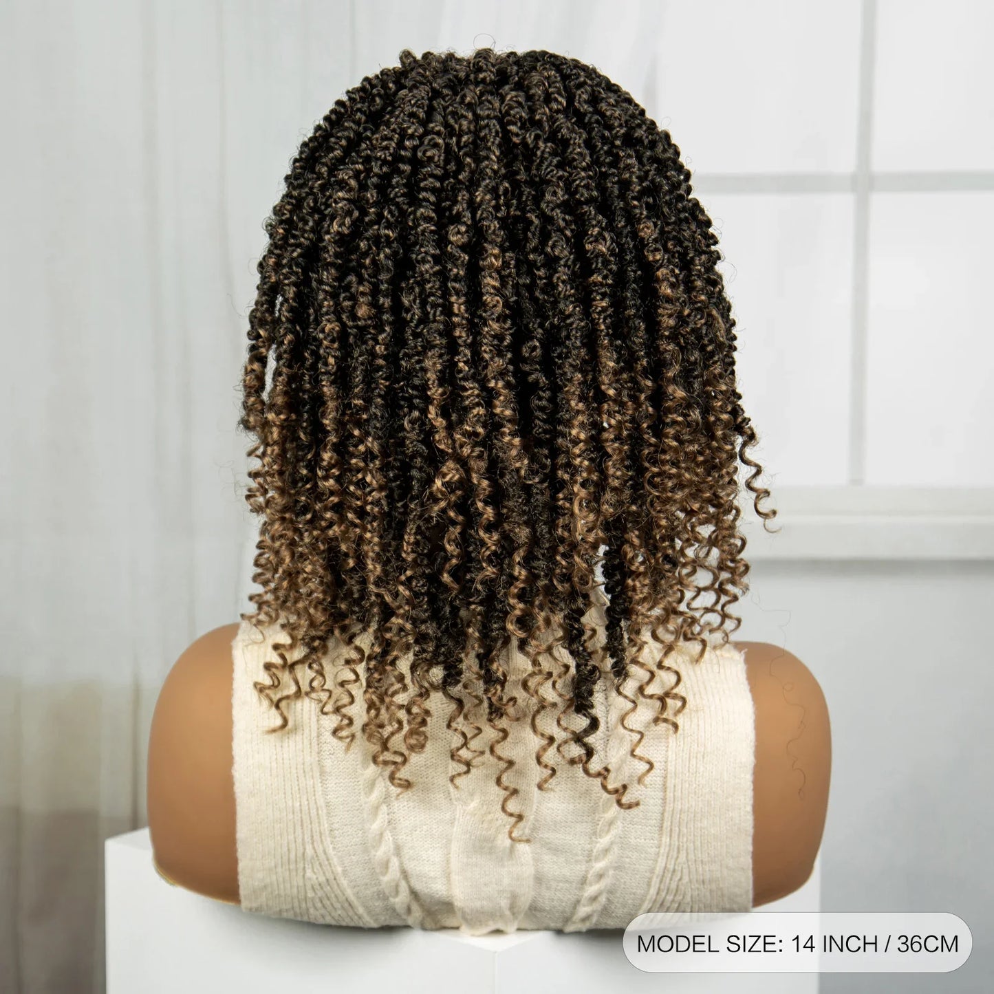 Burgundy Knotless Box Braids Bob Wig with Curly Ends | Lace Front