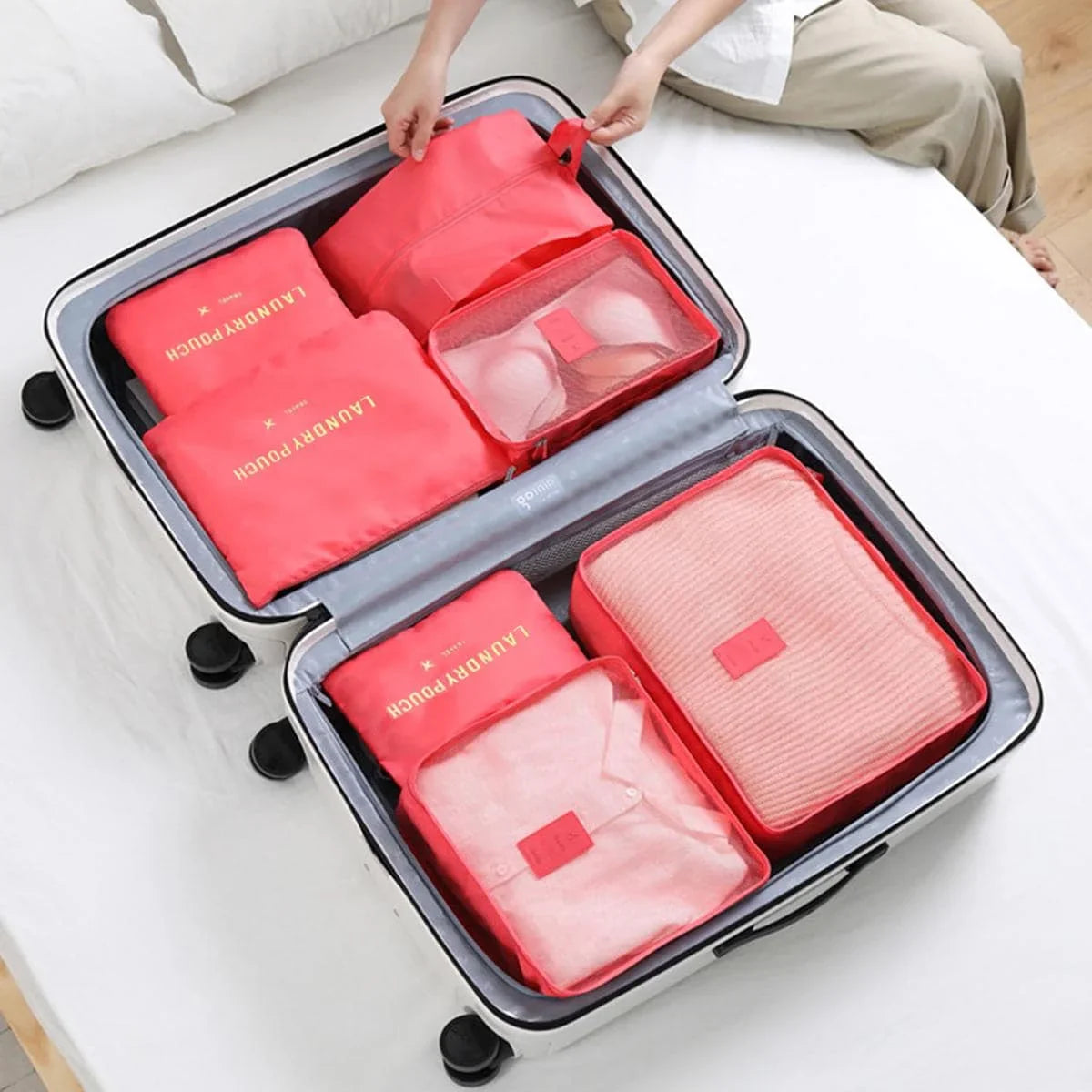 7PCS/Set Travel Organizer Storage Bags | Suitcase Packing Set & Portable Luggage Organizer (Clothes Shoe Pouch)