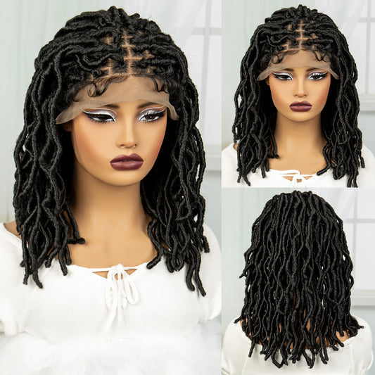 14" Dreadlocks Braided Wig | Square Knotless Braids | Synthetic Lace Front Twist Locs Crochet Wig for Women