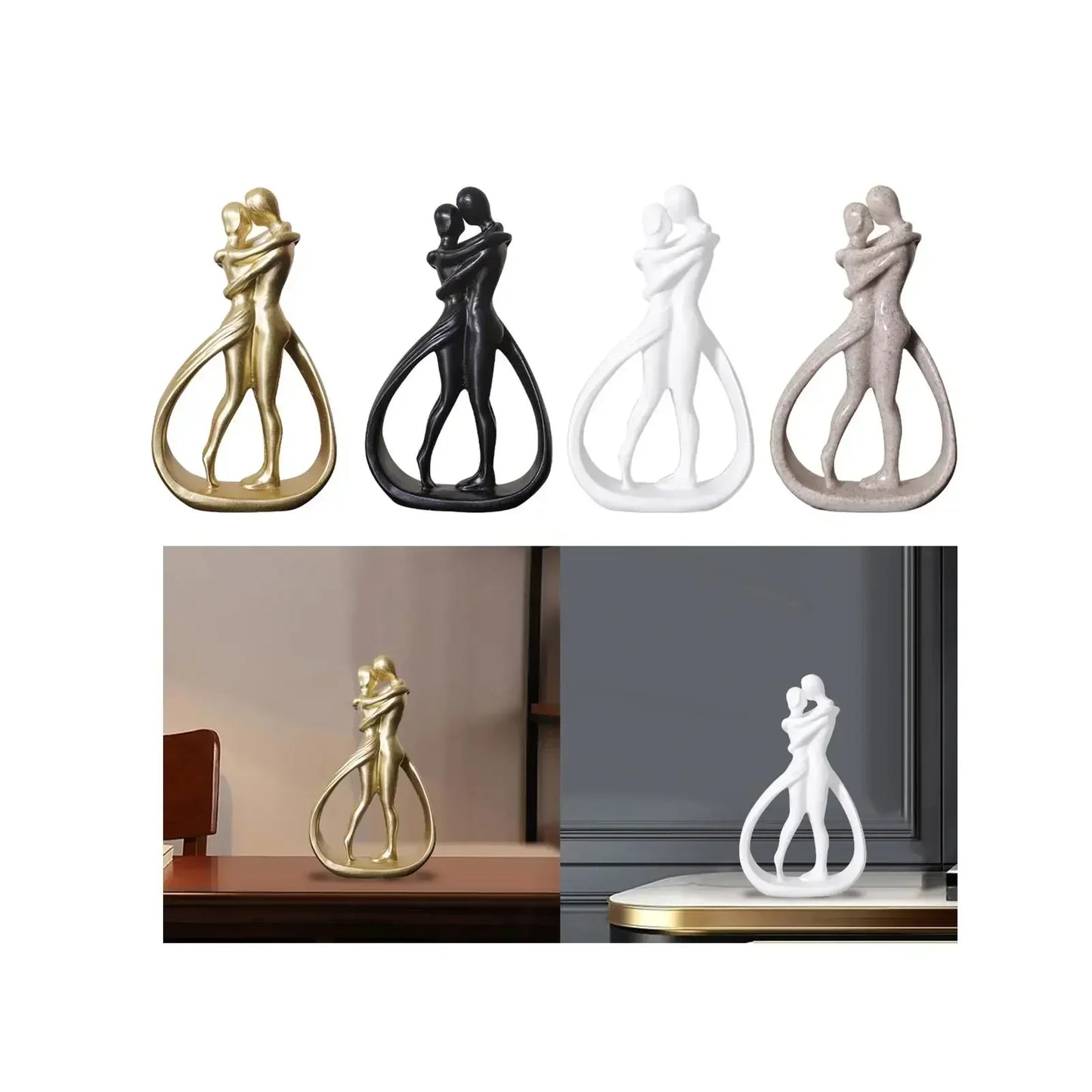 Abstract Couple Statue Crafts Desk Couple Figurine Collection Lovers Embrace Statue for Shelf Wedding Home Bookshelf Desk