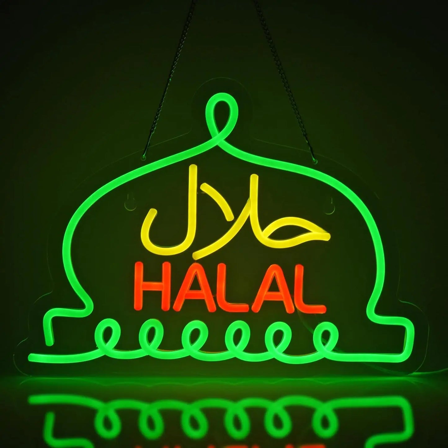 Halal Neon Signs Halal Food Arabic Restaurants Led Light Up Signs for Business Store for Wall Decor USB Powered