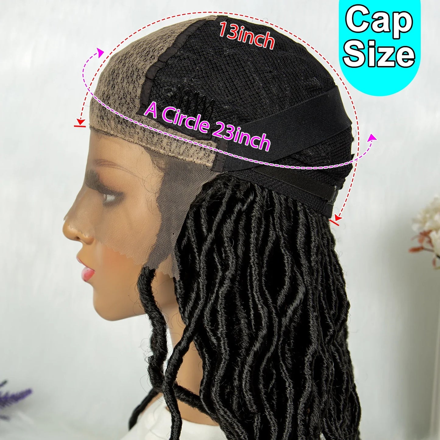 14" Twisted Box Braids Lace Front Wig | 9*6 Square Locs | Synthetic Dreadlock Braids | Black Women