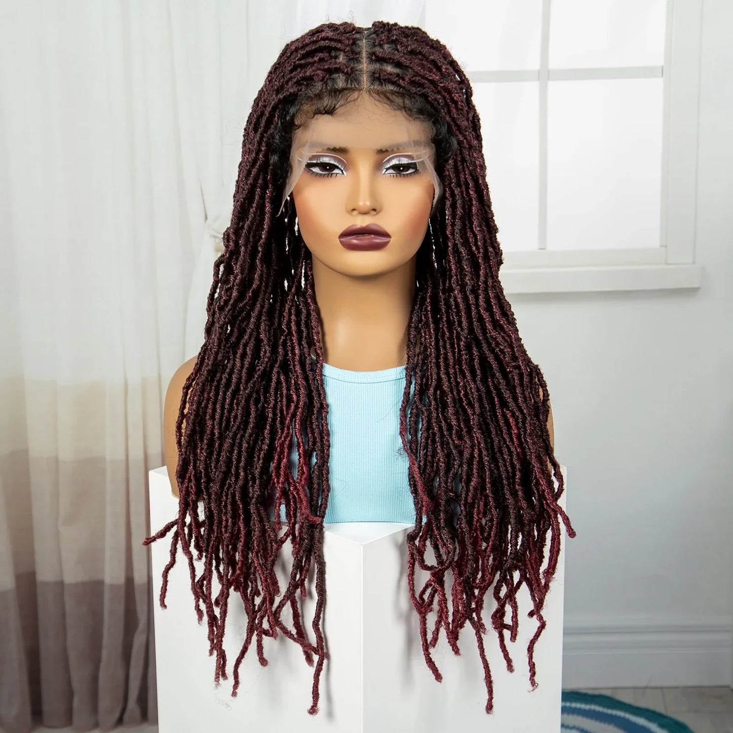 24" Knotless Box Locs Braided Wig | Full Lace Frontal Dreadlock Style