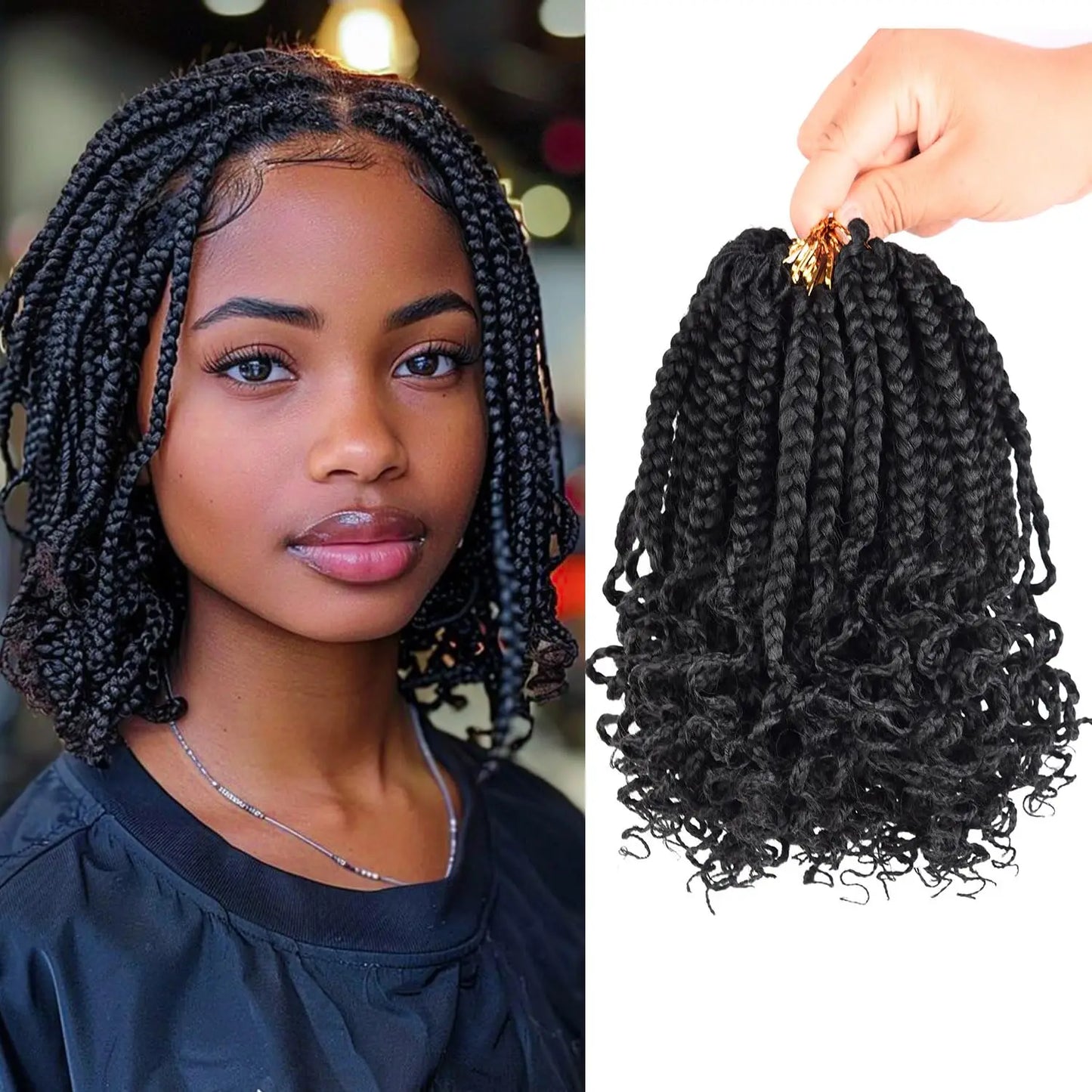 Pre-Looped Box Braids Crochet Hair with Curly Ends | 3X Soft Boho Braids