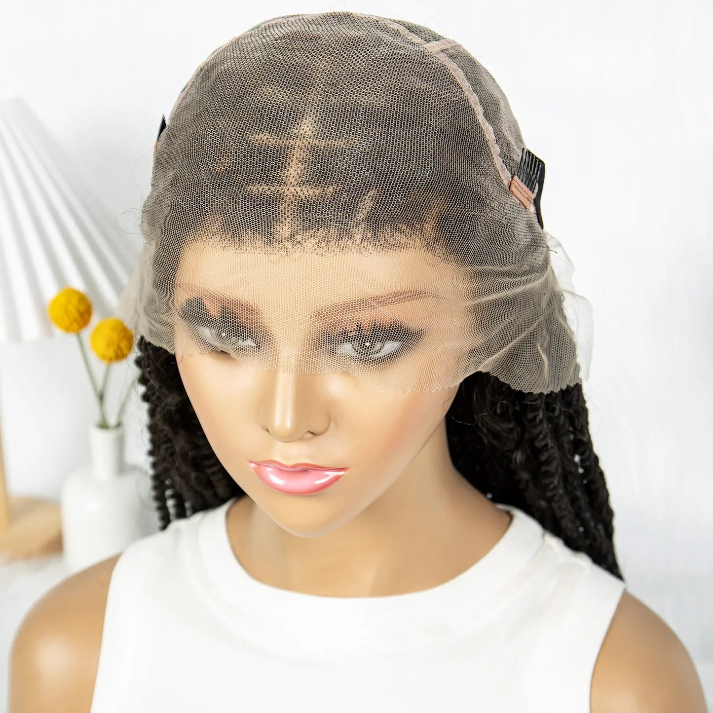 Braided Wigs Knotless Synthetic Box Braided Wigs Full Lace Curly Dreadlocks Wigs Long Length Hair Wig for Black Women
