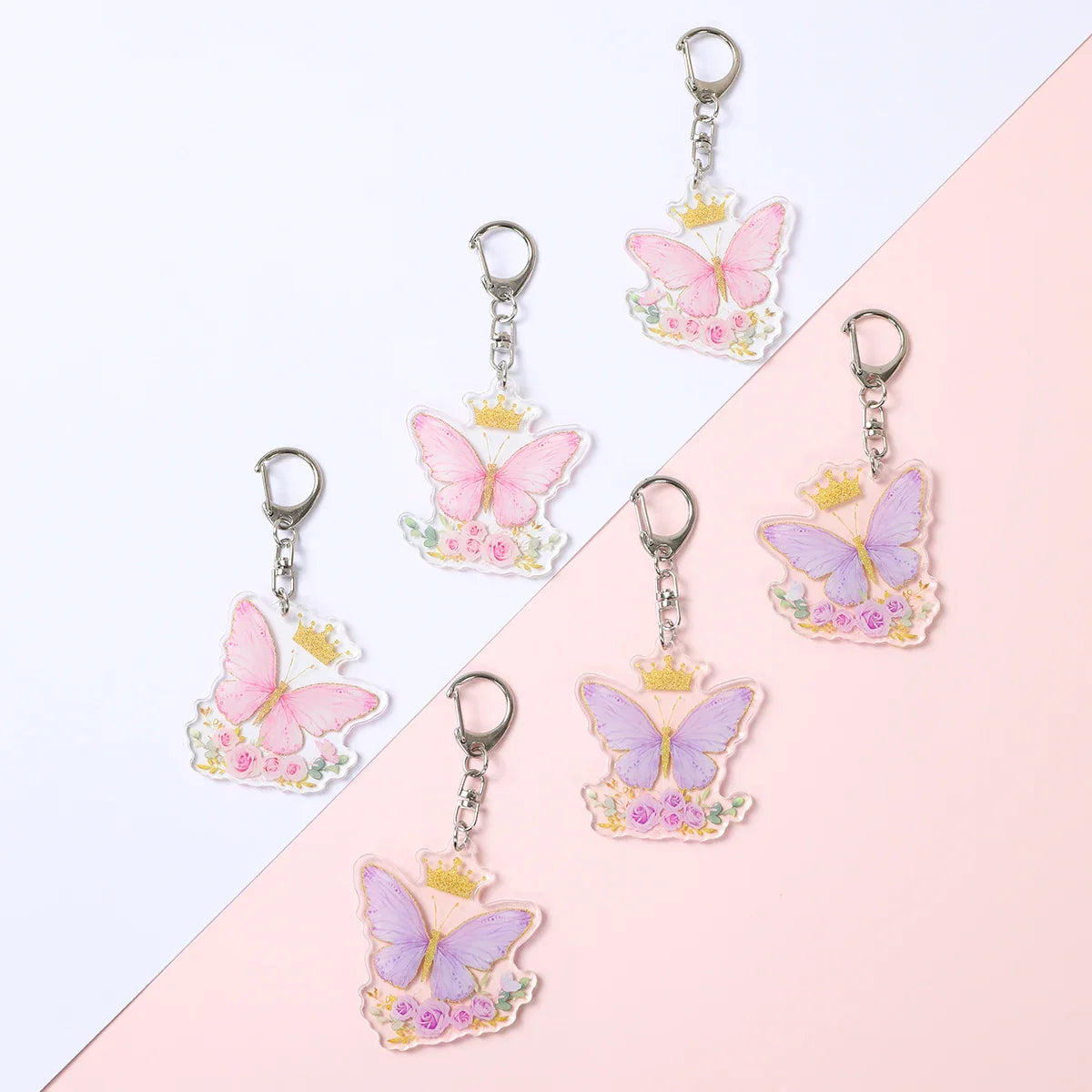 6pcs Butterfly Keychain Backpack Decoration 1st First Birthday Party Decorations Kids Girl Butterfly Decoration Baby Shower