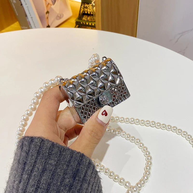 Fashionable Metal Shoulder Bags for Women | High Quality Crossbody Bag & Designer Clothing Accessories (Satchel Cute Mini Diamond Bag)