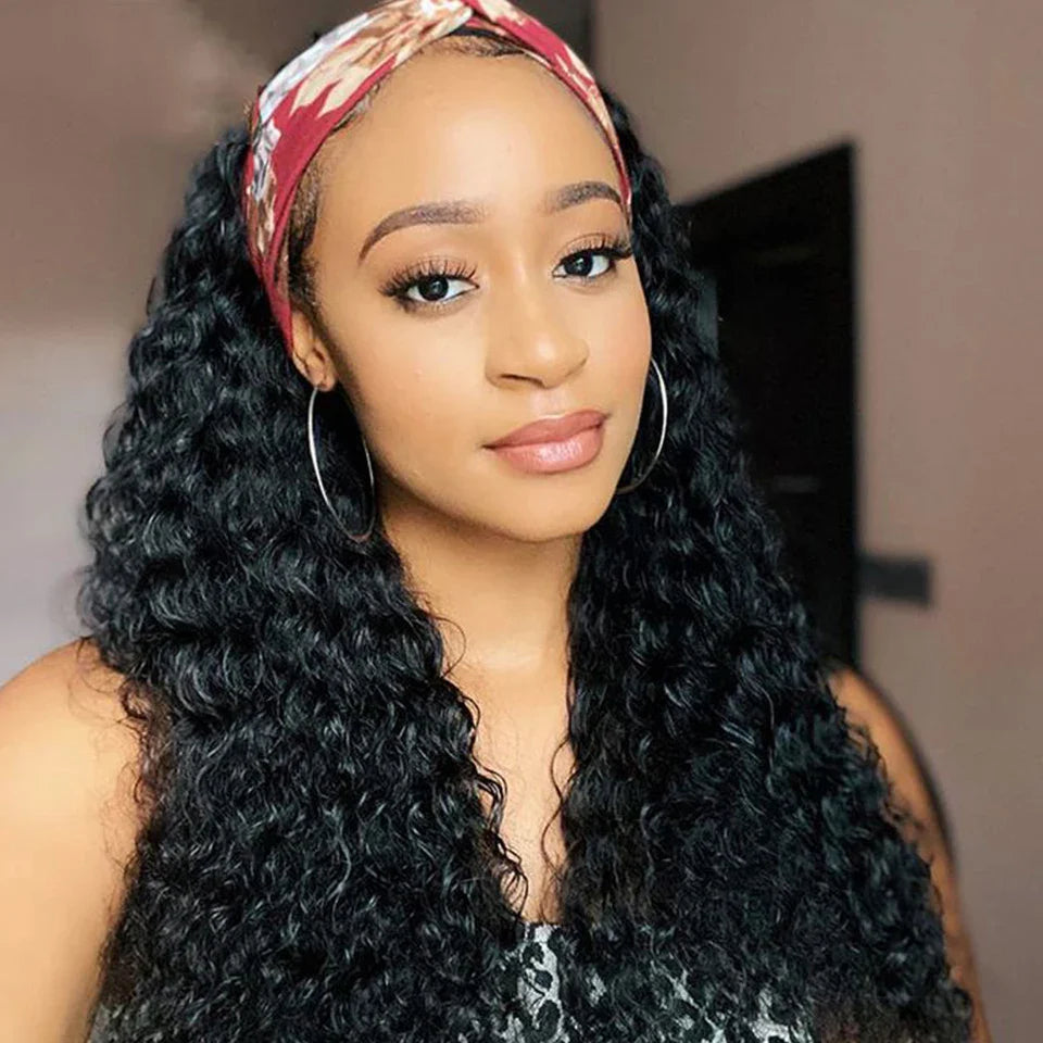 Malaysian Jerry Curly Headband Wig | 250% Density Glueless Remy Human Hair