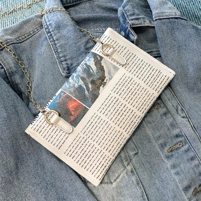 Women's Newspaper Messenger Bag | Shoulder Bag Personality Fashion Small Square Bag