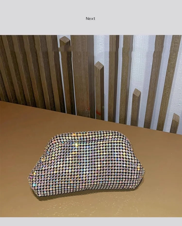 Luxury Glitter Cloud Bag Women's Handbag | Crystal Shiny Rhinestones Diamond Evening Bag (Wedding Party Clutch Purse Shoulder Bag)